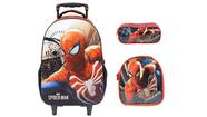 Kit 3D Spider Man Mochila Rodas + Lancheira + Estojo Duplo