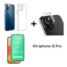 Kit 3EM1 Para Iphone 12 PRO Capa Capinha Anti Impacto + Película De Cerâmica 9D + Película Câmera