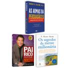 Kit 3livros, Pai Rico, Pai Pobre + As Armas Da Persuasão 2.0 + Os Segredos Da Mente Milionária, Segredos Para Enriquecer, Edição Atualizada