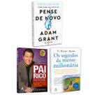 Kit 3livros, Pai Rico, Pai Pobre + Pense de Novo + Os Segredos Da Mente Milionária, Segredos Para Enriquecer, Edição Atualizada