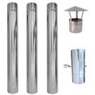 Kit 3m Dutos, Chapéu Chinês, Registro Damper, Tudo INOX 30