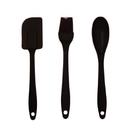 Kit 3pcs Espátula Pincel Colher 20cm Em Silicone Plástico BLACK