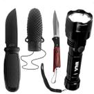 Kit 3pçs Faca Esportiva Tática Lanterna Canivete Pesca Camping Kit 3pçs Faca Esportiva Tática Lanterna Canivete Pesca Camping