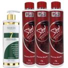 Kit 3un Alisamento Térmico Selagem 1ka Steel Shield Profissional Orgânica Liso Natural Protetor Térmico 7in1 Finalizador Tratamento Reparador 500ml