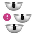 Kit 3un BOWL INOX SALADEIRA 22CM VASILHA BACIA COZINHA