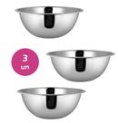 Kit 3un BOWL INOX SALADEIRA 24CM TIGELA BACIA COZINHA