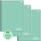 Kit 3un Caderno Brochura Capa Dura Grande 80fls Tons Pasteis Cor Verde Jandaia Escolar Fundamental