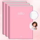 Kit 3un Caderno Brochura Capa Dura Grande com Pauta 80fls Tons Pasteis Ensino Fundamental ou Infantil
