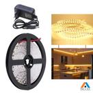 Kit 3un Fita Led Branco Quente Rolo 5m 60 Leds + 1un Fonte 1A 12V Bivolt