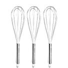 Kit 3un Fouet Batedor Manual Ideal Para Ovos Clara Massas Bolo Confeitaria Padaria Cozinha Profissional Aço Inox Resistente Cabo Revestido 29cm