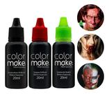 Kit 3un Gosma Zumbi sangue Queimadura Colormake Helloween Cosplay Festa Fantasia Vampiro Zumbi