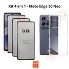Kit 3UN Película 3D de Vidro + Capa Anti Impactos para NOVO Motorola Moto Edge50 NEO 5G