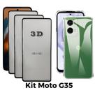 Kit 3UN Película 3D de Vidro + Capa Transparente para Motorola Moto G35