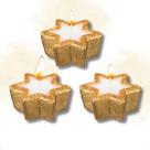 Kit 3un Velas Estrela Base Cerâmica Decorada Natalinas