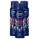 Kit 3X 150ml Desodorante Antitranspirante Aerosol Nivea Men Dry Impact
