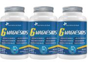 Kit 3x 6 Magnésios Taurato Malato Bisglicinato Citrato 60 Capsulas 600mg