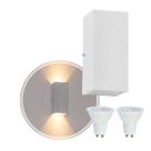 Kit 3x Arandelas Duplo Facho Longo Branca + Lâmpada Led Gu10 6w 6500K ST187