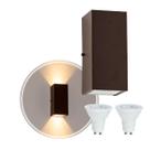Kit 3x Arandelas Duplo Facho Longo Marrom + Lâmpada Led Gu10 6w 3000K ST187
