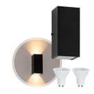 Kit 3x Arandelas Duplo Facho Longo Preta + Lâmpada Led Gu10 6w 3000K ST187