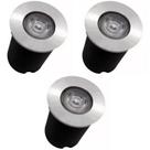 Kit 3x Balizador Blindado Piso LED 1W IP65 Bivolt Branco Quente