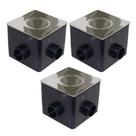 Kit 3x Caixa De Passagem Base Quadrada E Tampa Inox Brustec