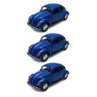 Kit 3x Carrinho de Coleção Fusca Azul - AP TOYS