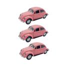 Kit 3x Carrinho de Coleção Fusca Rosa - AP TOYS