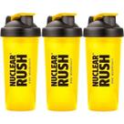 Kit 3X Coqueteleira Nuclear Rush - 600ml Amarela - BodyAction Kit 3X Coqueteleira Nuclear Rush - 600ml Amarela - BodyAction