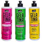 Kit 3x Gelatina Cabelos Cacheados Fixação Definição e Volume