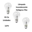kit 3x Lâmpada Incandescente Halógena Classic 70W 127V - Empalux - Ih10723