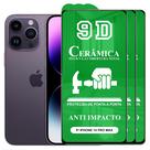 Kit 3x Película 9D Cerâmica P/ iPhone 14 Pro Max - Protetora Anti Impacto Queda Choque Shock Flexível Nano