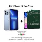 Kit 3x Películas Fosca Privacidade + Capa Capinha Transparente para Iphone 14 Pro Max Kit 3x Películas Fosca Privacidade + Capa Capinha Transparente para Iphone 14 Pro Max
