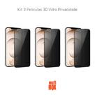 Kit 3x Películas Privacidade 3D de Vidro Temperado para Iphone 13 Mini