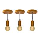 kit 3x Pendente Tubo Cilindro Alumínio 10cm Cobre + Filamento Carbono G95 220V St458