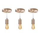 kit 3x Pendente Tubo Cilindro Alumínio Cobre Escovado + Filamento Carbono ST64 220V St458