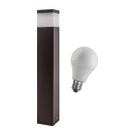 KIT 3X Poste luminária jardim balizador 50cm E27 marrom + LED 12W branco frio st222 KIT 3X Poste luminária jardim balizador 50cm E27 marrom + LED 12W branco frio st222