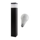 KIT 3X Poste luminária jardim balizador 50cm E27 preto + LED 12W branco frio st222 KIT 3X Poste luminária jardim balizador 50cm E27 preto + LED 12W branco frio st222