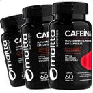 Kit 3x Potes Cafeína Anidra 180 Capsulas Em Pó Comprimidos 200mg Suplemento Premium 100% Puro Natural Duom Café Treino Academia