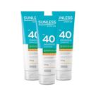 Kit 3x Protetor Solar Sunless 120g Fps40 Hipoalergenico