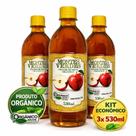 Kit 3x Vinagre de Fruta Maçã Orgânico Zero Açúcar 530ml Montes Verdes