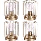Kit 4 Abajur De Mesa Geométrico Metal Dourado Lâmpada LED