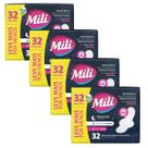 Kit 4 Absorvente Pacote 32 Unidades Noturno Mili Suave Com Abas / Extrato de Algodão - 128 Unidades Total