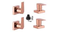 Kit 4 Acabamento Para Chuveiro Alavanca Quadrado Rose Gold Brilhante Registro Banheiro Padrão Docol