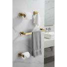 Kit 4 Acessórios Banheiro Luxo Dourado Inox Escovado