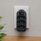 kit 4 Adaptador Benjamin Triplo 3 Pinos Preto Com Interruptor Liga Desliga Bivolt 10A Ideal Para Tomadas Residenciais Escritório