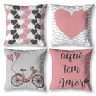Kit 4 Almofadas 40cm X 40cm Zíper Invisível Decorativa Sala Com Refil Cheio Estampada