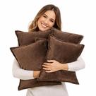 Kit 4 Almofadas 45 x 45 cm Cheias Veludo Premium Alta Costura Cappuccino Decorativa Sala Quarto Sofá Poltrona