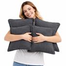 Kit 4 Almofadas 45 x 45 cm Cheias Veludo Premium Alta Costura Cinza Decorativa Sala Quarto Sofá Poltrona