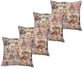 Kit 4 Almofadas Cheias Belize Impermeável Paris Fundo Rosa 45cmx45cm