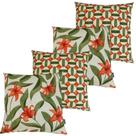 Kit 4 Almofadas Cheias Belize Impermeável Zíper Invisível Folhas Laranja Geométrica 45cmc45cm
